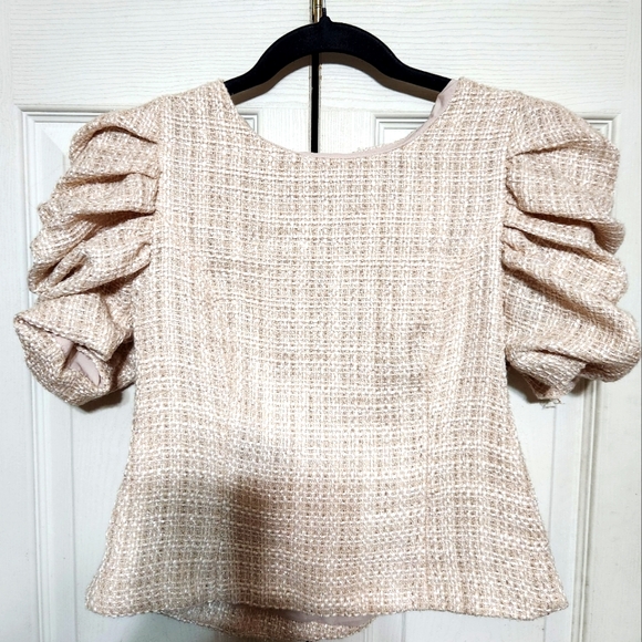 DO+BE Textured Cream Puff Sleeve Blouse - Picture 1 of 11